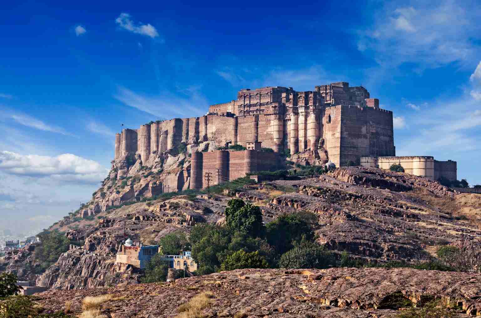 Jodhpur city view with blue buildings and winter sky