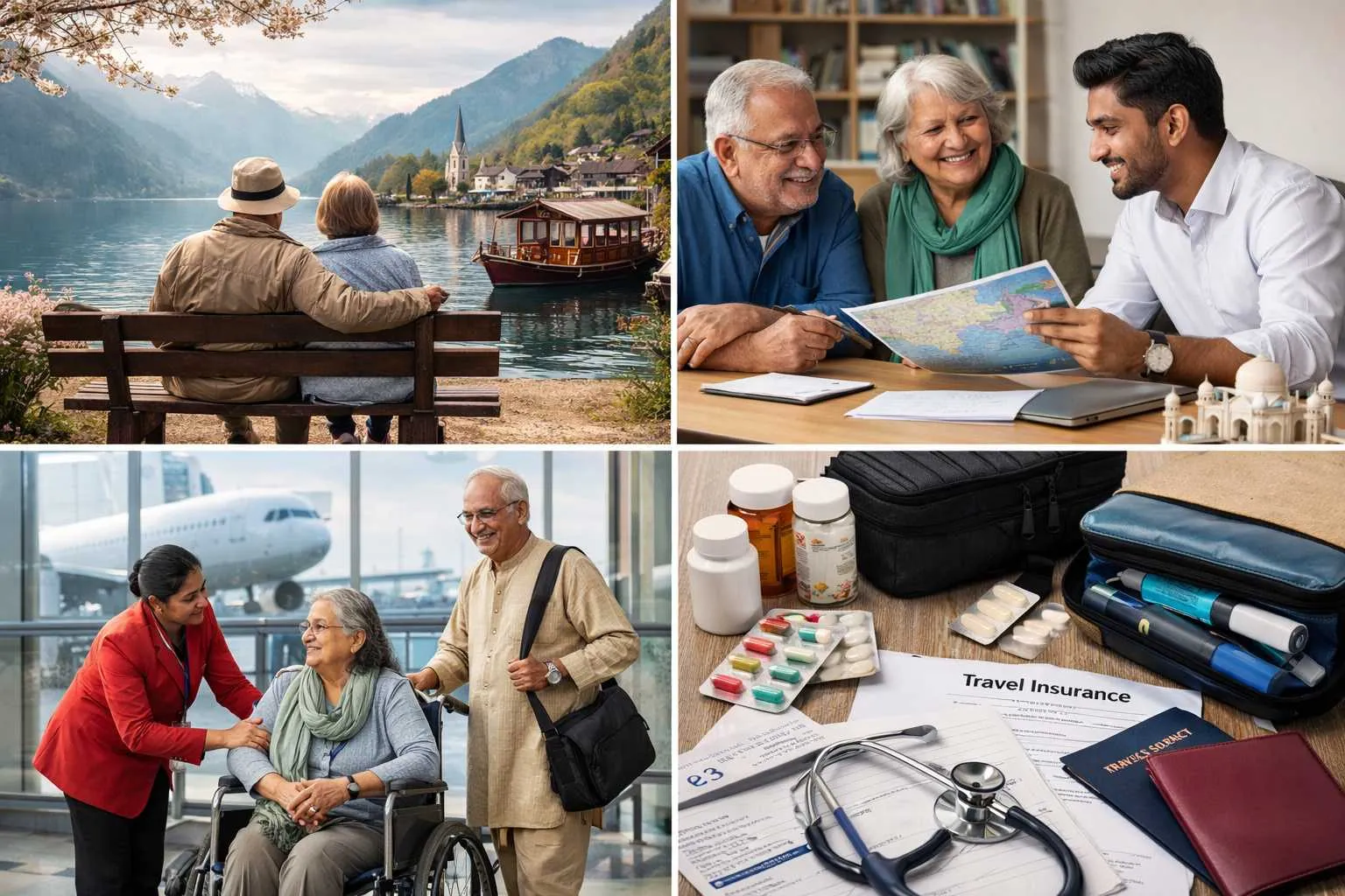 Senior couple travel planning off-season trip