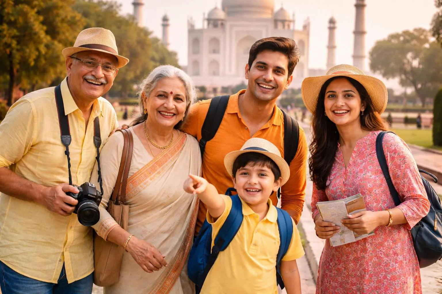 Multi-generational family enjoying India tour with heritage and cultural experiences