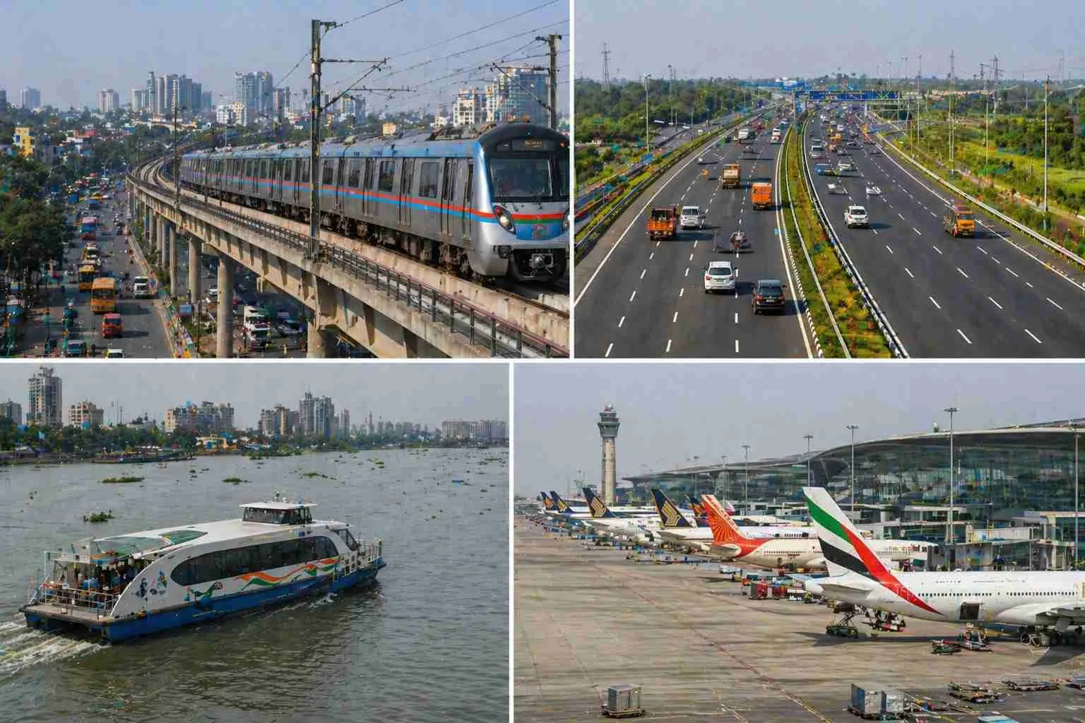 India modern transport metro highways airport connectivity