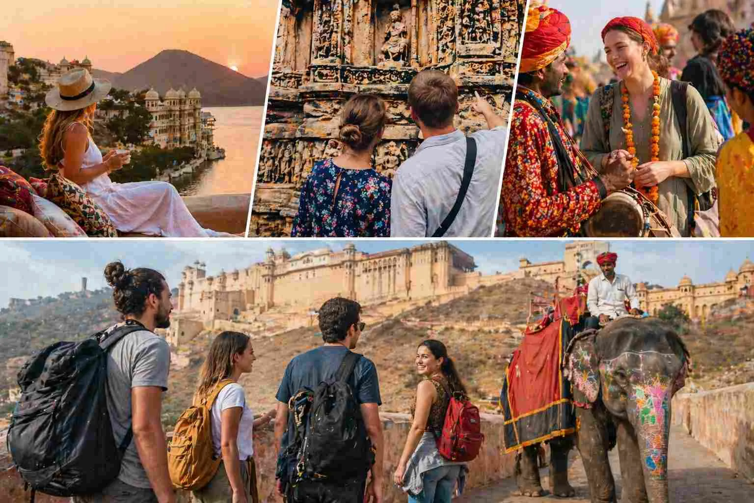 Diverse travelers exploring India culture heritage and local experiences